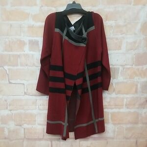 Anthony Richards Size 1X Red and Black Cardigan